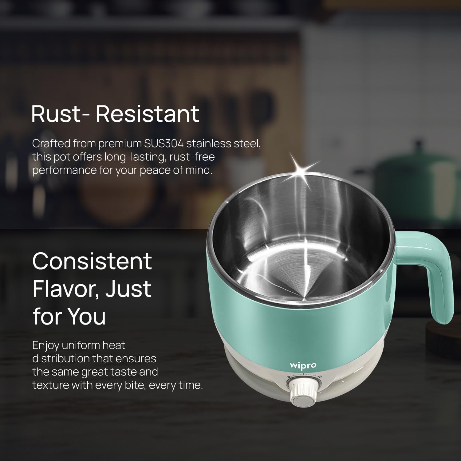 wipro Stainless Steel Elato Bk212 Multi Cooker Kettle 1.5 L Cool Touch Ss304-Rustproof Dual Temperature
